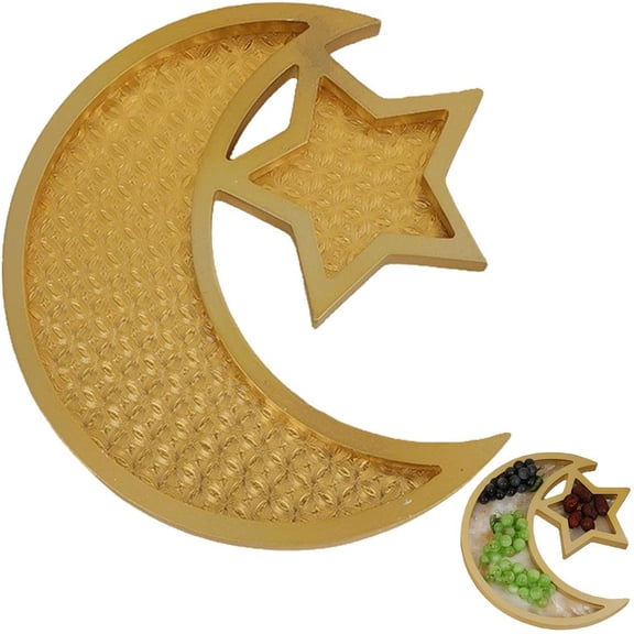 Wooden Ramadan Decoration Tray - Crescent Moon Star Tray - Serving Tray - Dessert Platters - Storage Container - Display Holder - Eid Mubarak