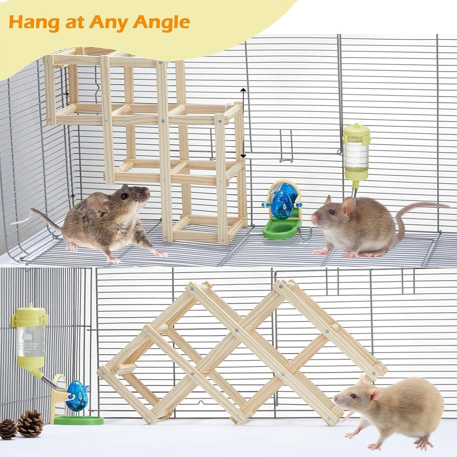 Wooden Rat Climbing Toys, Natural Pet Rat Cage Accessories Climbing ...