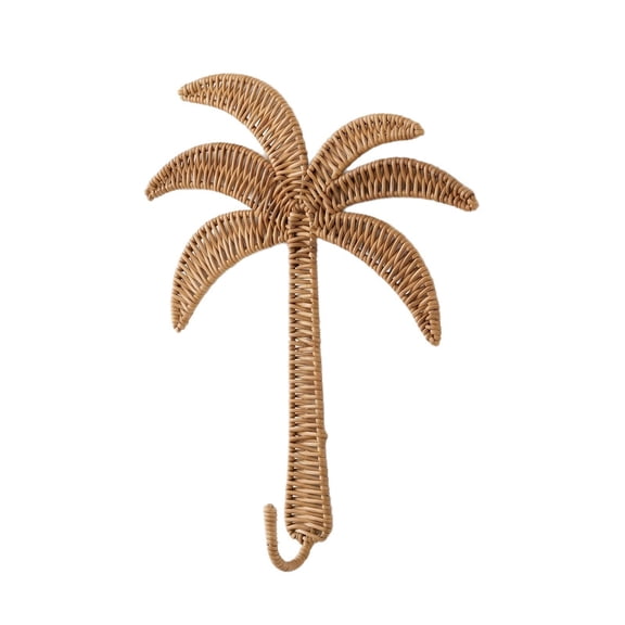 Wooden Rattan Palm Tree Wall Decor Rattan Palm Wall Rack Look Palm Tree Wall Hook Handwoven Home Decor for Bedroom Vintage Decorative Hook for Coats Hats Keys