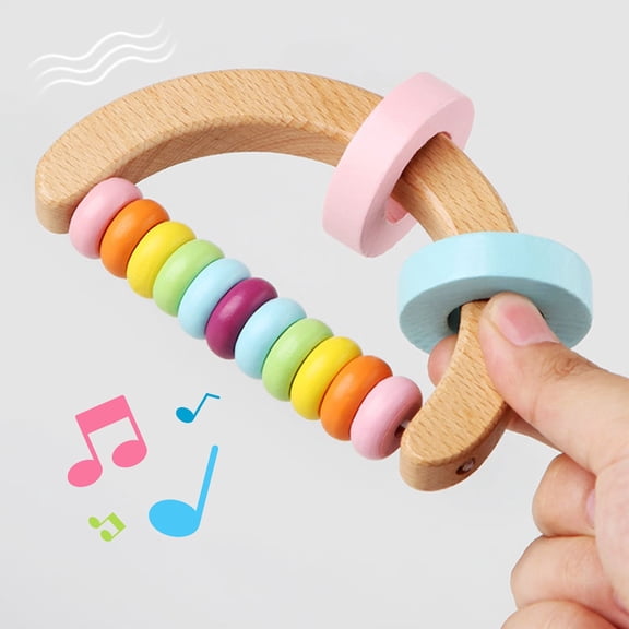 Wooden Rattle Grip Instrument Set, Natural Wood Shaker Sound Toy Set, Orff Music Training Learning Tool Set, Sensory Rhythm Development Instrument Set, Hand Grip Educational Rattle Toy