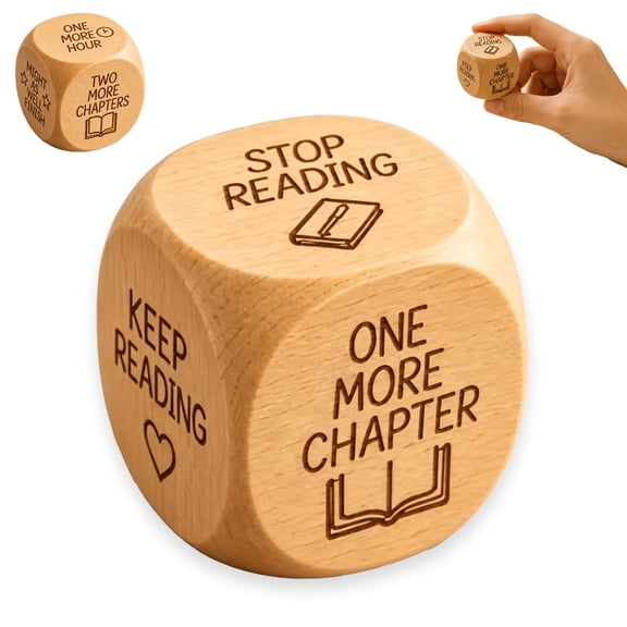 Wooden Reading Decision Dice, 6 Sided Book Lover Decision Game, Reading Time Choice Cube, Desk Decor for Book Lovers, Students, Writers, Reading Gift
