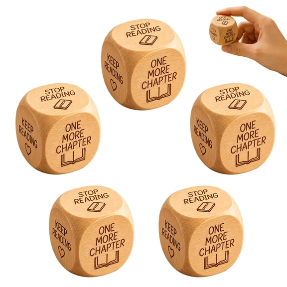Wooden Reading Decision Dice, 6 Sided Book Lover Decision Game, Reading Time Choice Cube, Desk Decor for Book Lovers, Students, Writers, Reading Gift