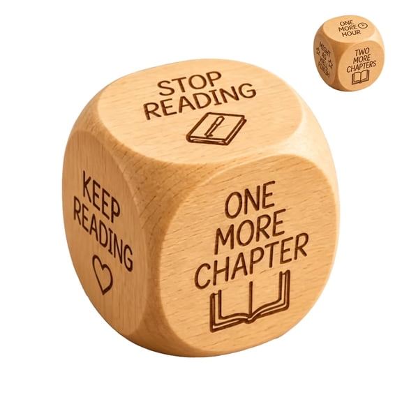 Wooden Reading Decision Dice, 6-Sided Fun Wooden Reading Dice, Reading Time Choice Maker for Reading Friends Bookish Bookworm, Book Lovers Gifts (A)