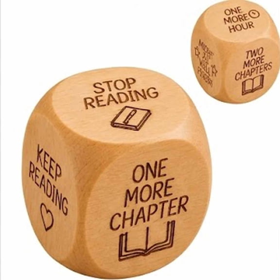 Wooden Reading Decision Dice, 6-Sided Reading Decision with Engraved Prompt | Book Lovers Gifts Reading Decision Dice with Stop Reading, Keep Reading, Finish Now, Funny Bookish Gift for Women Men