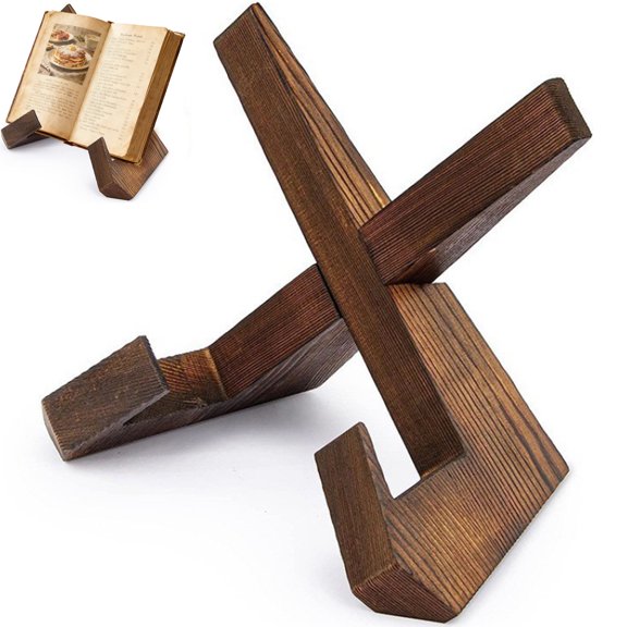 Wooden Recipe Stand, Kitchen Menu Display Holder Desktop Bookend for Home Study Dining Room (2PACK)