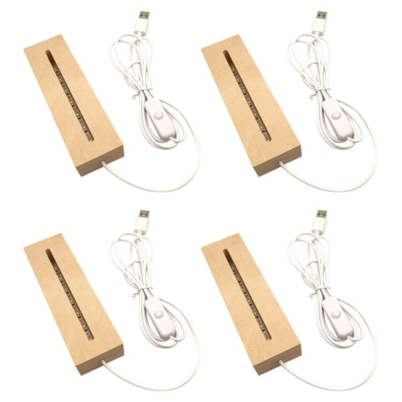 Wooden Rectangle Light Base,Wood LED Display Base Pedestal Light Lamp Stand for Acrylic,Crystal,Night Light,Resin Art