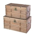 thumbnail image 1 of Wooden Rectangular Lined Rustic Storage Trunk with Latc, 1 of 10