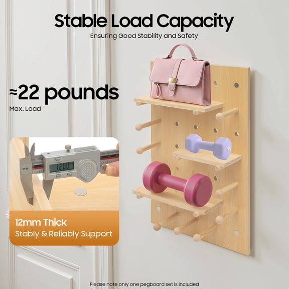 Wooden Rectangular Pegboard Combination Wall Organizer Kit, Modular Display Pegboard Panel Kits, DIY Hanging Peg Board Panel for Home Office