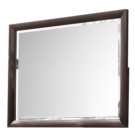 Wooden Rectangular Wall Mirror with Mounting Hardware Brown - Saltoro Sherpi