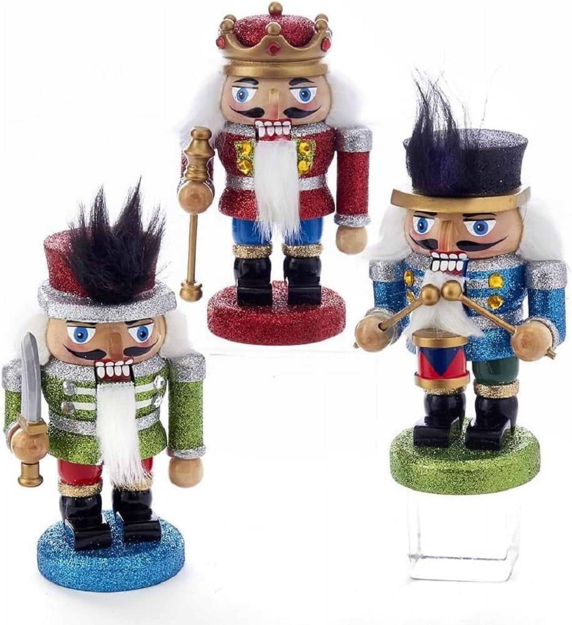 Wooden Red, Green And Blue Chubby Nutcrackers