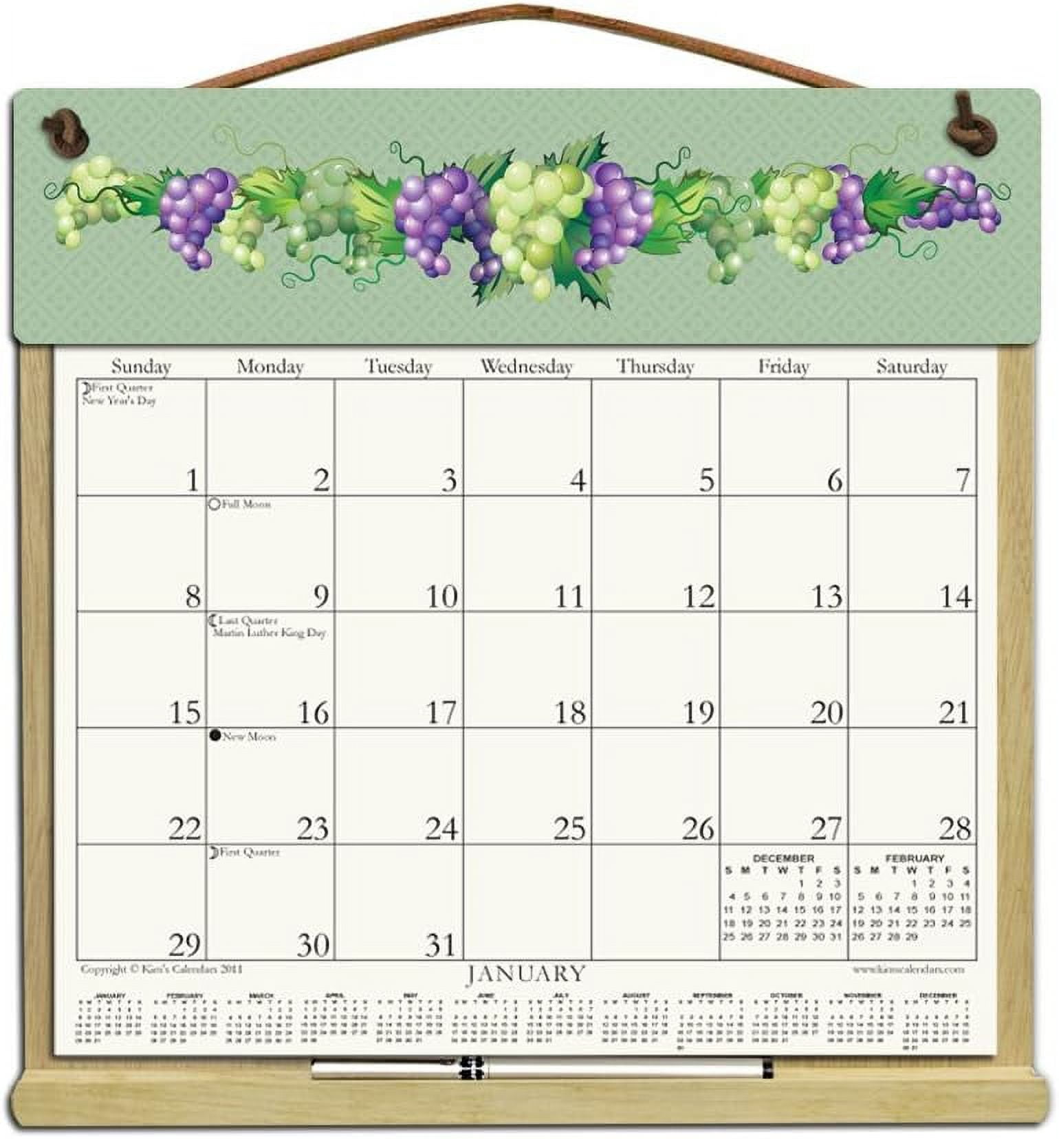 Wooden Refillable Calendar Holder Filled With A 2024 Calendar And Includes An Order Form Page