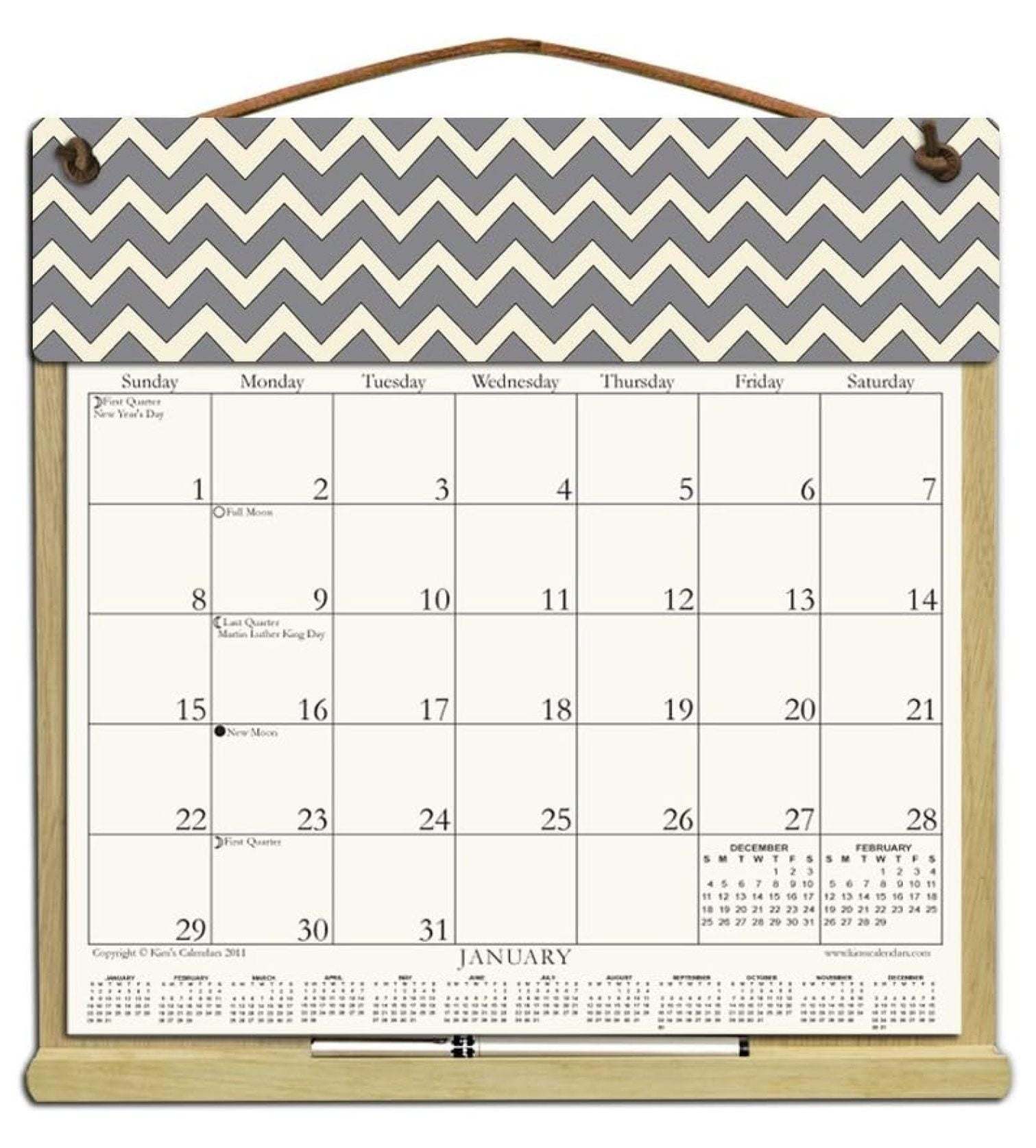 Wooden Refillable Calendar Holder Filled with The Rest of 2025 and 2026