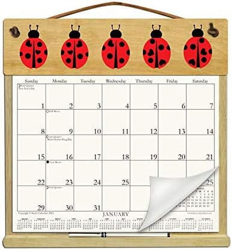 Wooden Refillable Calendar Holder filled with of 2023 2025 includes an