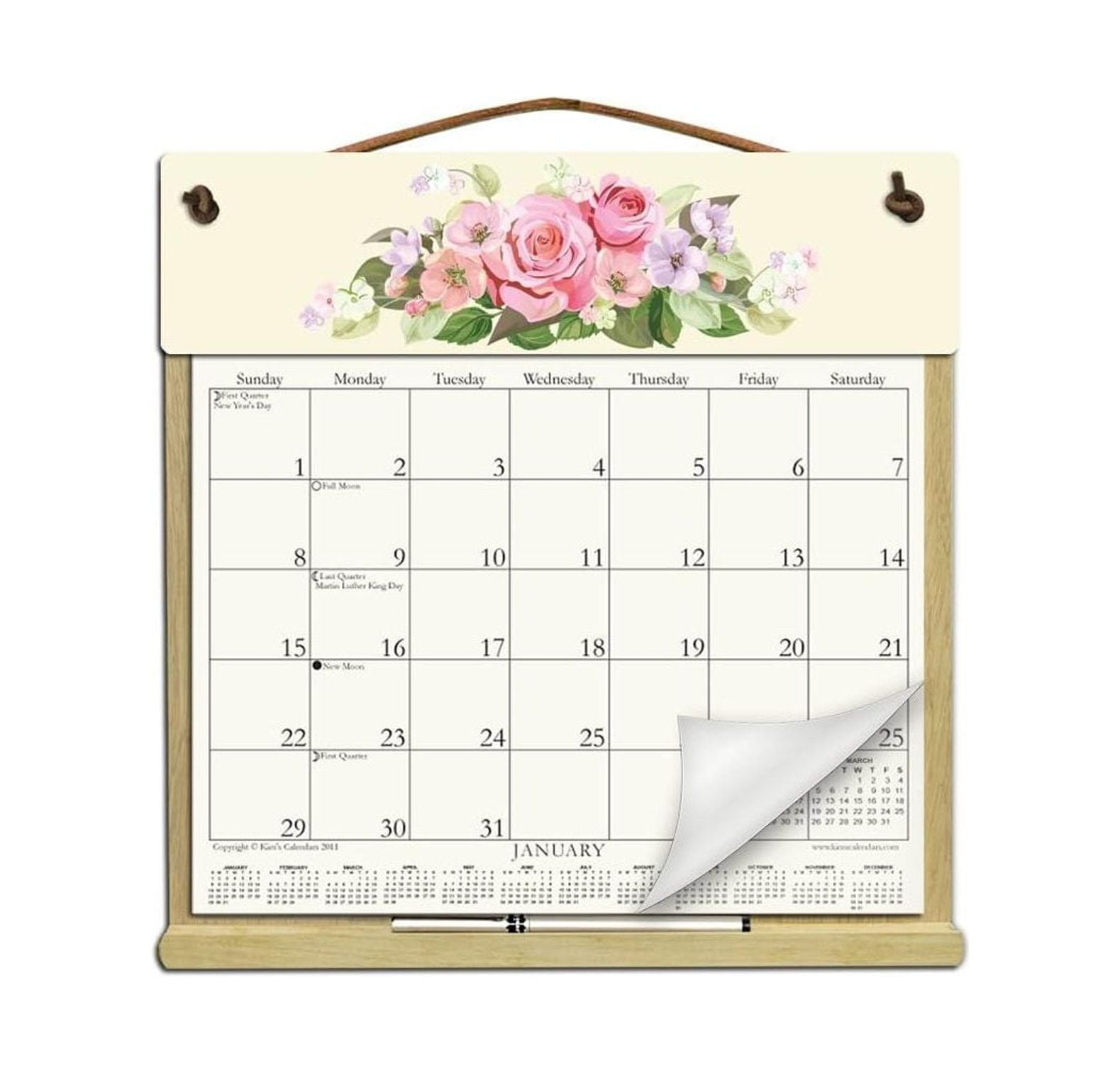 Wooden Refillable Calendar Holder filled with the rest of 2023 and 2024