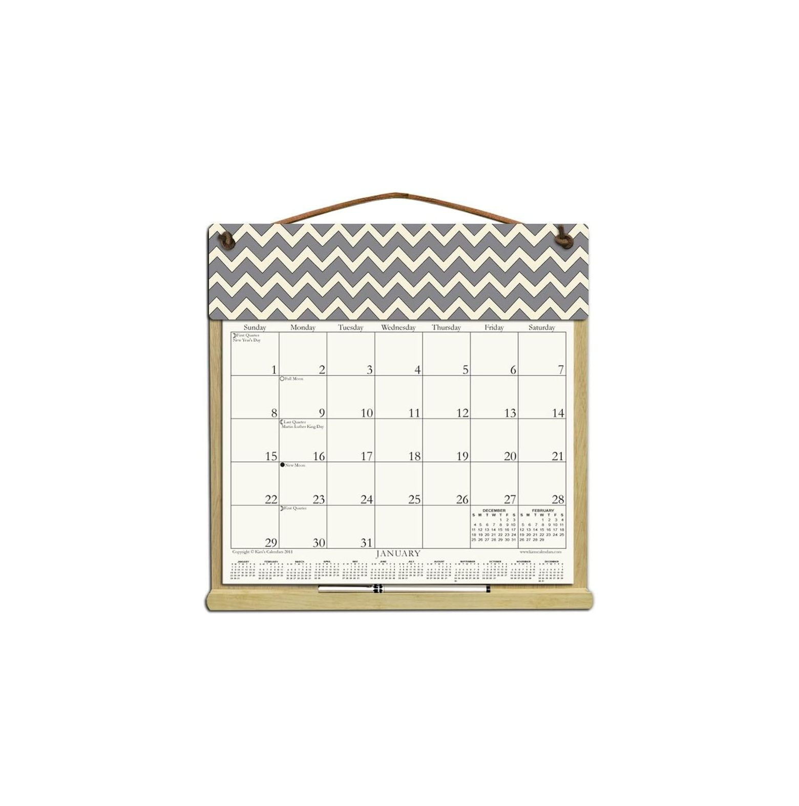Wooden Refillable Calendar Holder filled with the rest of 2023 and 2024