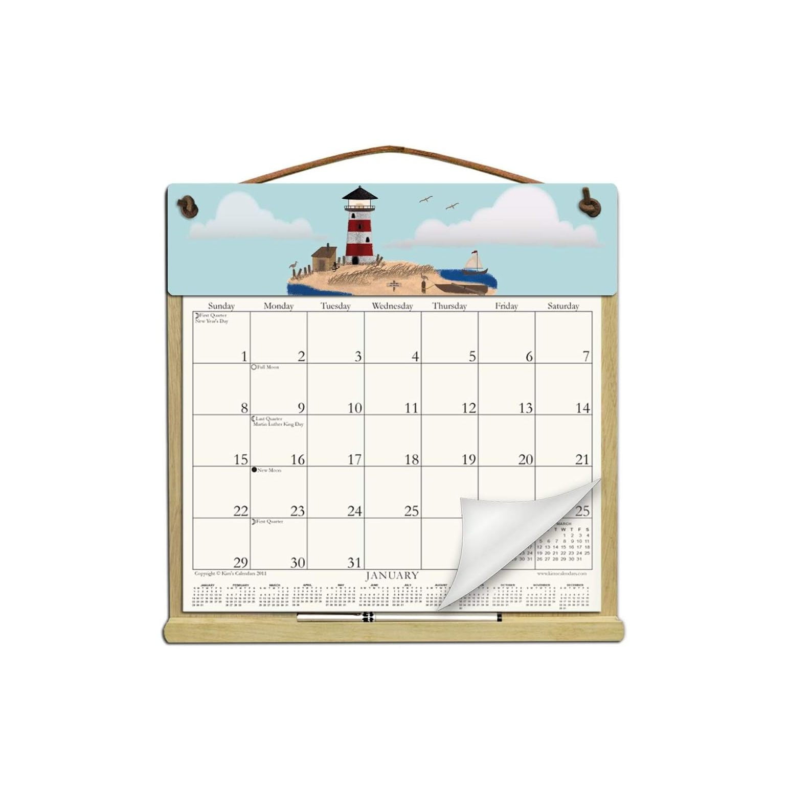 Wooden Refillable Calendar Holder filled with the rest of 2023 and 2024