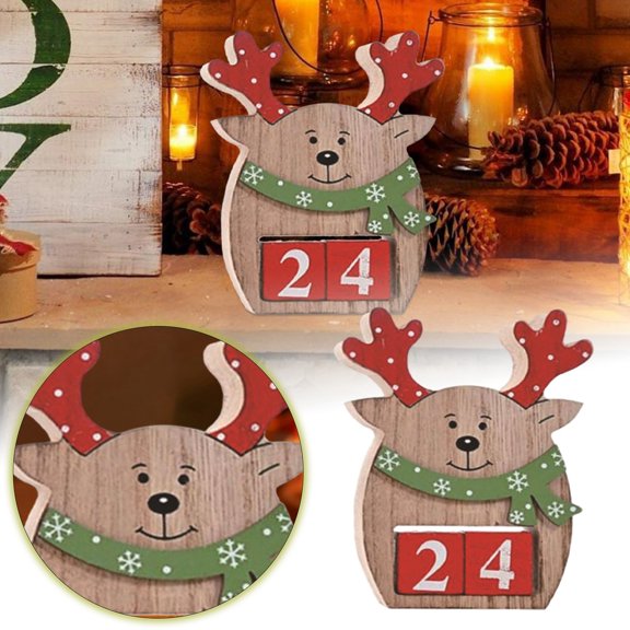 Wooden Reindeer Advent Calendar with a Unique Countdown Feature a Versatile Tabletop Centerpiece That Adds Rustic Charm and Interactive Fun to Your Christmas Countdown in Red