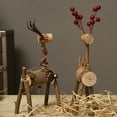 thumbnail image 1 of Wooden Reindeer Figurine, Couple Deer Statue, Desktop Decoration, Handcrafted Animal Sculpture, Home Ornament, 1 of 9