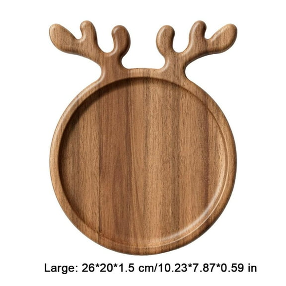 Wooden Reindeer Shaped Serving Platter, Rustic Farmhouse Charcuterie Board Serving Dishes for Party Cookie Fruit Tray Cheese Board Plate