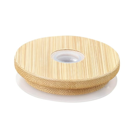 Wooden Replacement Lids with Straw Hole for Glass Can Cups and Regular Mouth Jars Universal Fit Natural Material