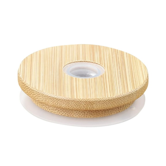 Wooden Replacement Lids with Straw Hole for Glass Can Cups and Regular Mouth Jars Universal Fit Natural Material