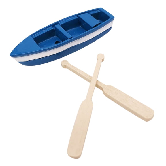 Wooden Resin Model Boat Craft Dollhouse Accessory Home Toy Nautical