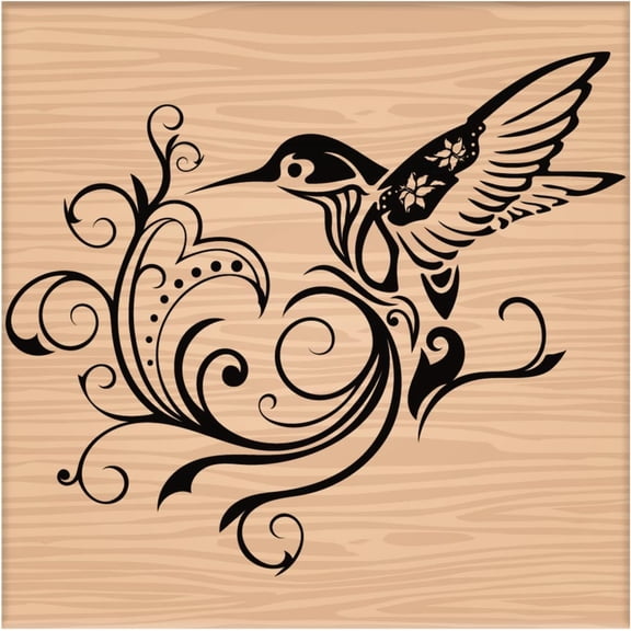 Wooden Resin Stamp Hummingbird Decorative Wood Stamps Vintage Wood Mounted Stamps for Card Making Art Crafts Scrapbooking Journal Diary Letter Planner White DIY
