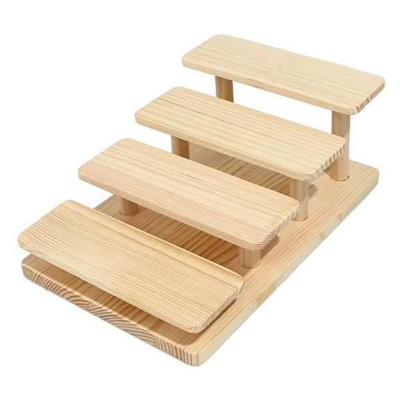 Wooden Retail Table Display Stand Collective Figurine Perfumes Display 4 Tier