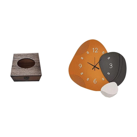Wooden Retro Paper Box Wall Clock Decorative Clock Wood Material for Bathroom Bedroom Living Room Organization