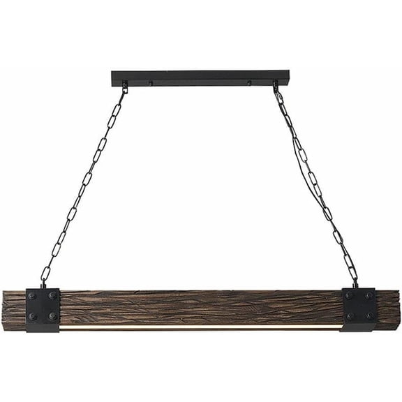 Wooden Retro Rustic Pendant Light Industrial Rectangle LED Chandelier Farmhouse Adjustable Hanging Ceiling Light Dining Room Kitchen Bedroom Living Room Foyer Hallway
