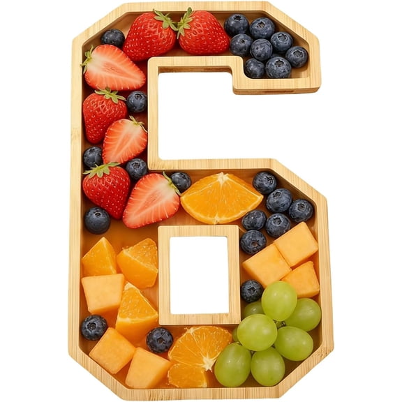 Wooden Reusable Number Table Tray for Charcuterie Cheese Snack Birthday Party