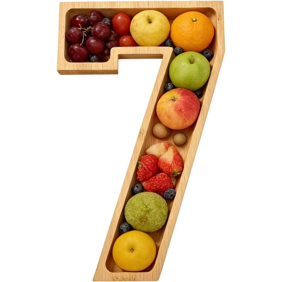 Wooden Reusable Number Table Tray for Charcuterie Cheese Snack Birthday Party