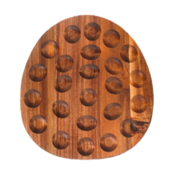 Wooden Reversible Egg Container Platter with Cake Icing Piping Tool, Total 24 Holes Hen and Egg Shapes Tray Holder Easter Kitchen Table Serving Platter Charcuterie Board
