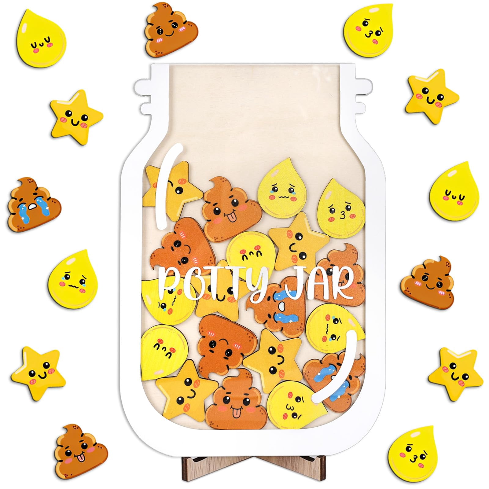 Wooden Reward Jar with Potty Cutouts Magnetic Incentive Chart for Kids ...