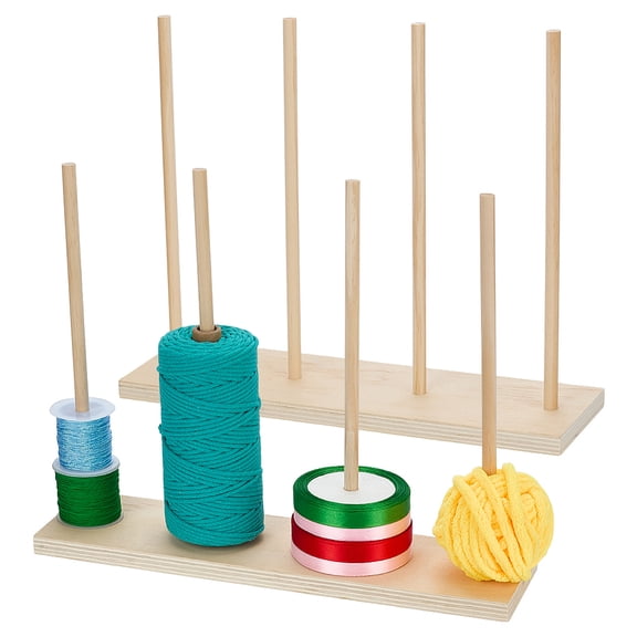 Wooden Ribbon Organizer 14.2x3.8x11.1Inch Ribbon Spool Holder Washi Tape Organizer Storage Sticker Roll Holder for Craft Room Sewing Crochet Thread Tape Wreath Roll Florist Gift Wrapping DIY