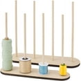 thumbnail image 1 of Wooden Ribbon Rack Storage Ribbon Organizer Spool Holder Wire Spool Stand Holder for Sewing Craft Mesh Wreath Crochet Thread Tulle Roll Florist Arts Wrapping Gift 14.2x3.8x11.8inch Bisque, 1 of 6