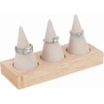 thumbnail image 1 of Wooden Ring Holder 3 Cone Velvet Ring Display Stands Beige Jewelry Holder Jewelry Showcase for DIY handcrafting, 1 of 5