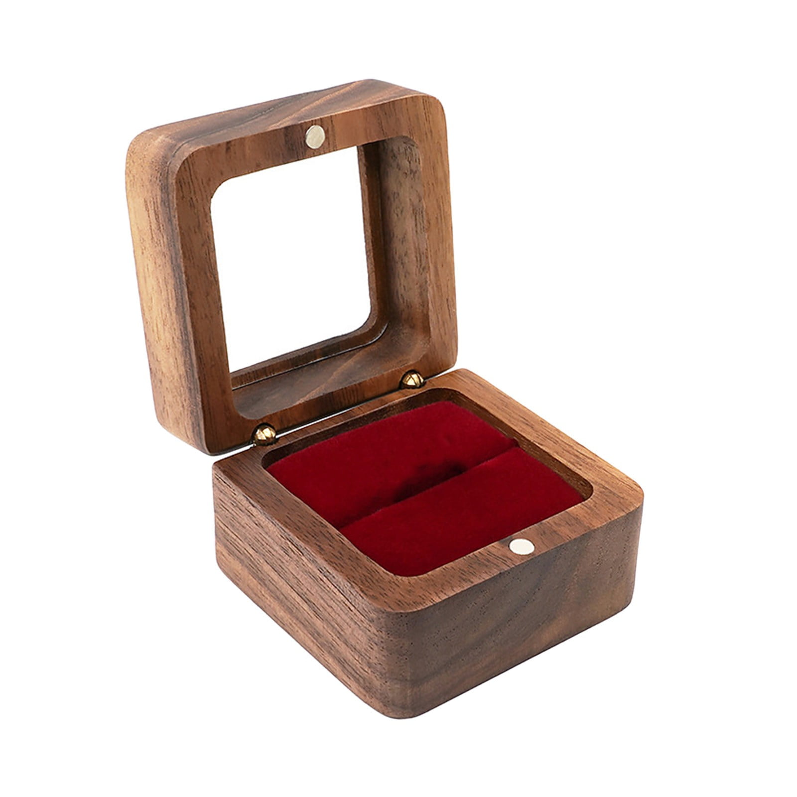 Wooden Ring box, Square Ring Box, Clear Skylight Ring Case, Engagement ...