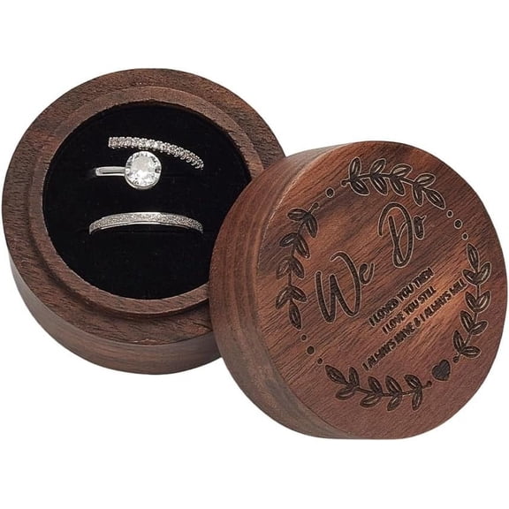 Wooden Rings Storage Gift Boxes Column Camel 5.5x3.7cm for diy
