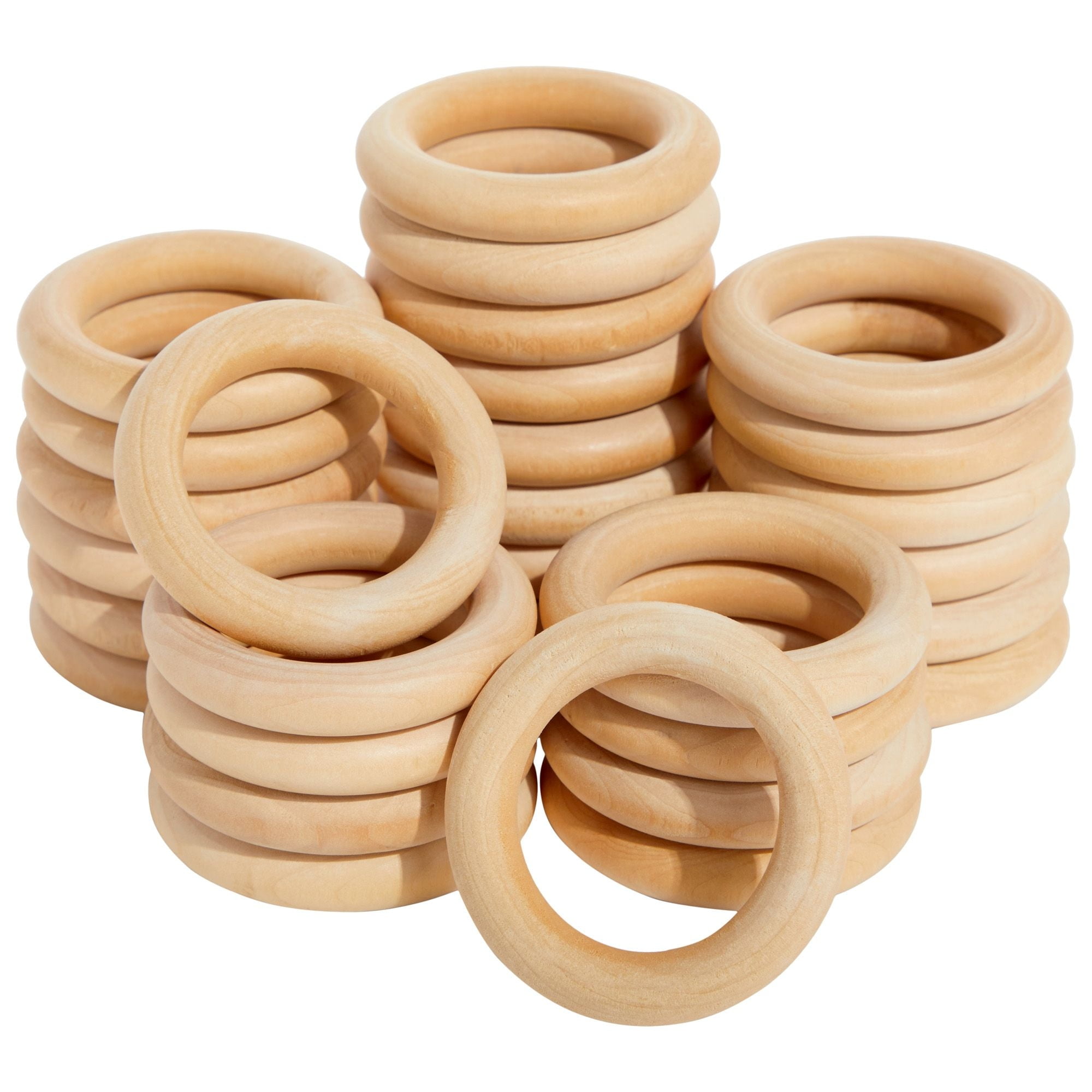 Macrame Wooden Rings (14 Sizes), Natural Wood / 80mm 4pcs