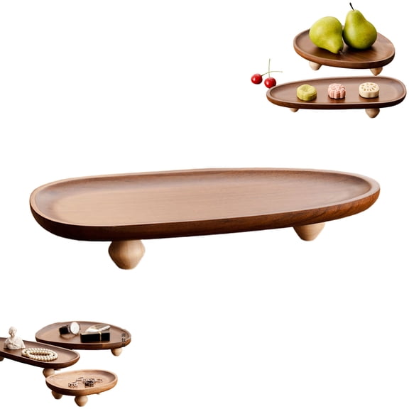 Wooden Riser for Decor, Small Wood Pedestal Display Stands for Kitchen Counter, Rustic Wooden Tray for Bathroom Counter, Tabletop Centerpieces, Entry Table, Farmhouse Decor, 11.8x4.96x1.96"