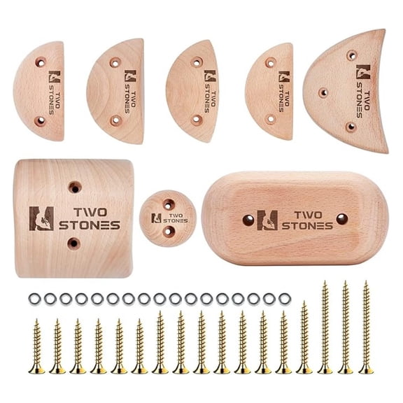 Wooden Rock Climbing Holds Kids & Adults | Wood Rock Wall Climbing Holds for Gyms | Variety Screw On Climbing Hand Holds Set