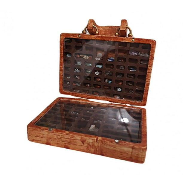 Wooden Rock Collection Box Retro Jewelry Box Vintage Display Case