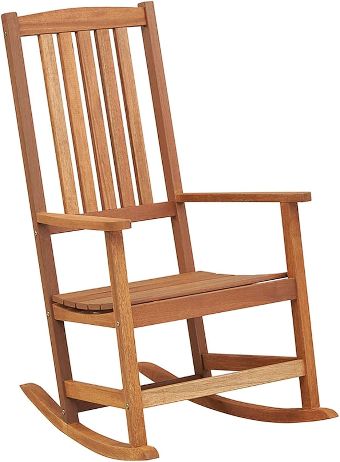 Wooden Rocking Chair, Ergonomic High-Back Porch Rocker with Armrests ...