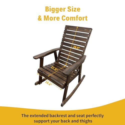 Wooden Rocking Chair With High Backrest And Contoured Seat, Solid Fir ...