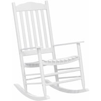 Wooden Rocking Chair Outdoor with 350lbs Weight Capacity All Weather Porch Rockers for Garden, Lawn, Porch, Backyard (1, White