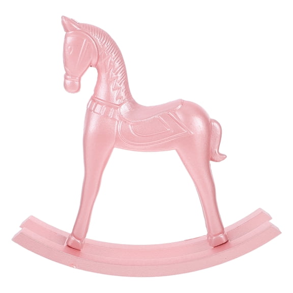 DEEPCRAFF Pink Wooden Rocking Horse Table Decor Unique Handmade Horse Ornament for Home and Children's Rooms 8.5x4.5x7.5 inches