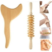 Wooden Roller Massage for Body, Wooden Lymphatic Drainage Massager, Wood Therapy Massage, Body Sculpting Tools for Maderoterapia,Anti-Cellulite,Gua Sha,Muscle Release, Set of 2