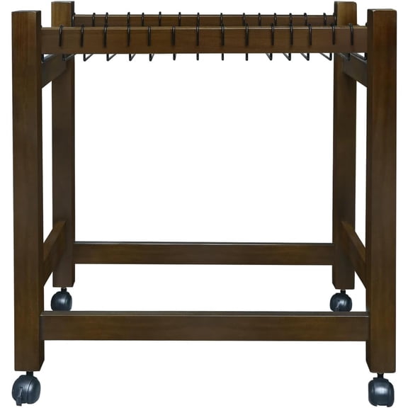 Wooden Rolling Pants Trolley with 16 Hangers