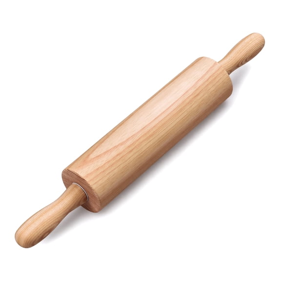 JKXTDKS Wooden Rolling Pin 17.6 Inch with Rotating Ergonomic Handles Classic Beech Wood Dough Roller for Baking Pizza, Pastry, Bread, and Cookies